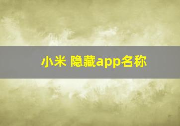 小米 隐藏app名称